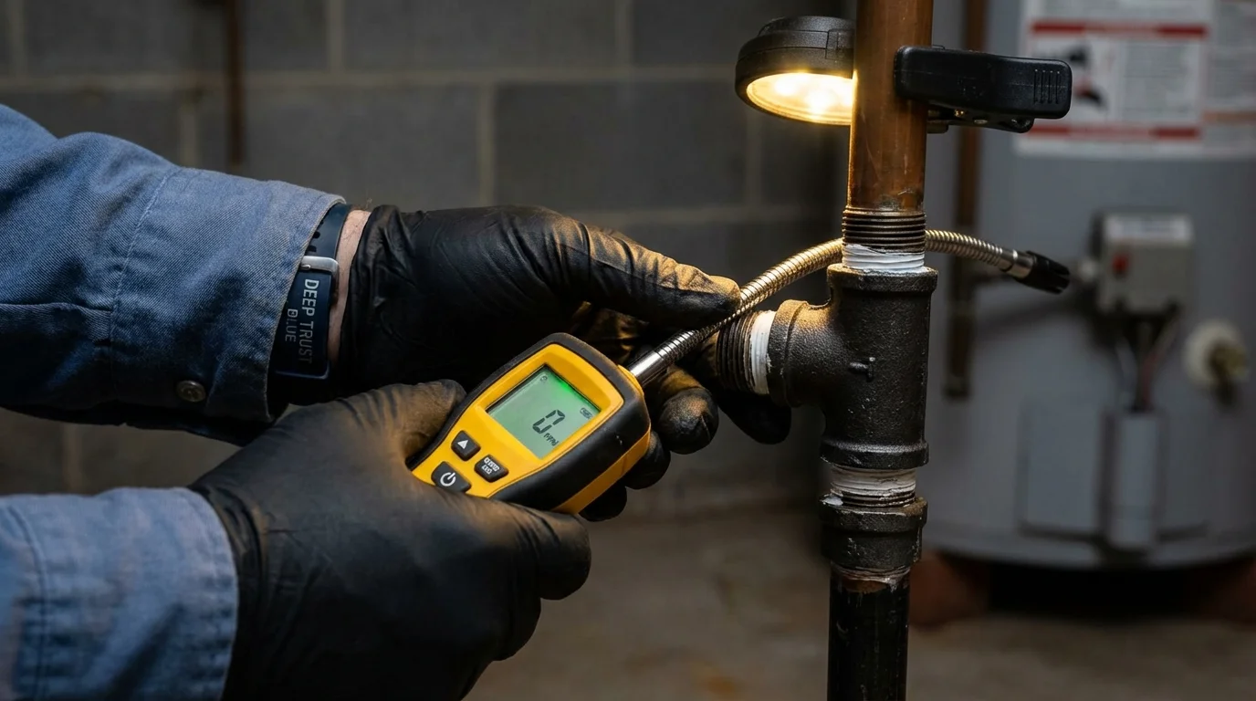 Gas leak detection with electronic sniffer by Johns Plumbing LLC in Walton