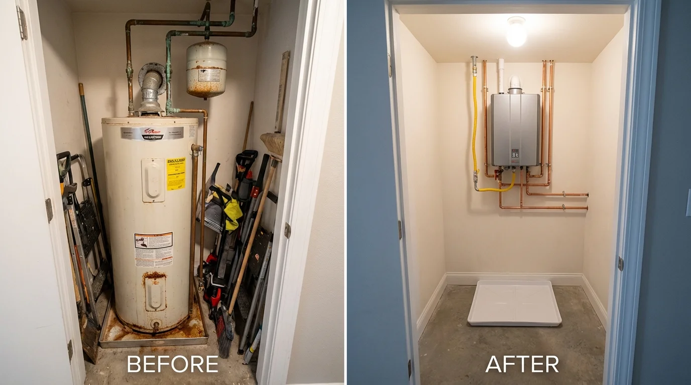 Tank water heater versus wall-mounted tankless unit comparison for Walton, NY homeowners